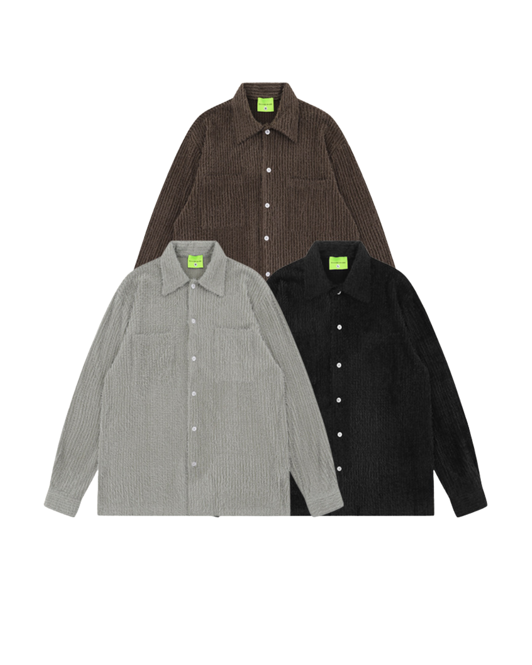 American Vertical Striped Textured Lapel Long-Sleeve Shirt