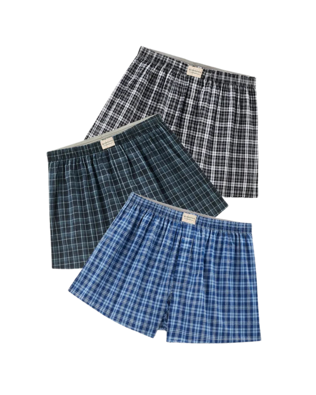 Giordano Underwear Men's Three-Pack Cotton Woven Contrast Boxers