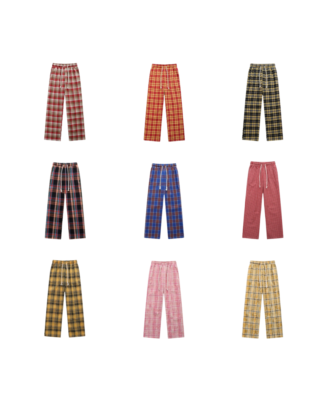HTTAOSUP Retro Plaid Wide-Leg Pants