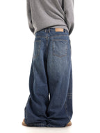 BTSG Washed Pleated Wide-Leg Jeans