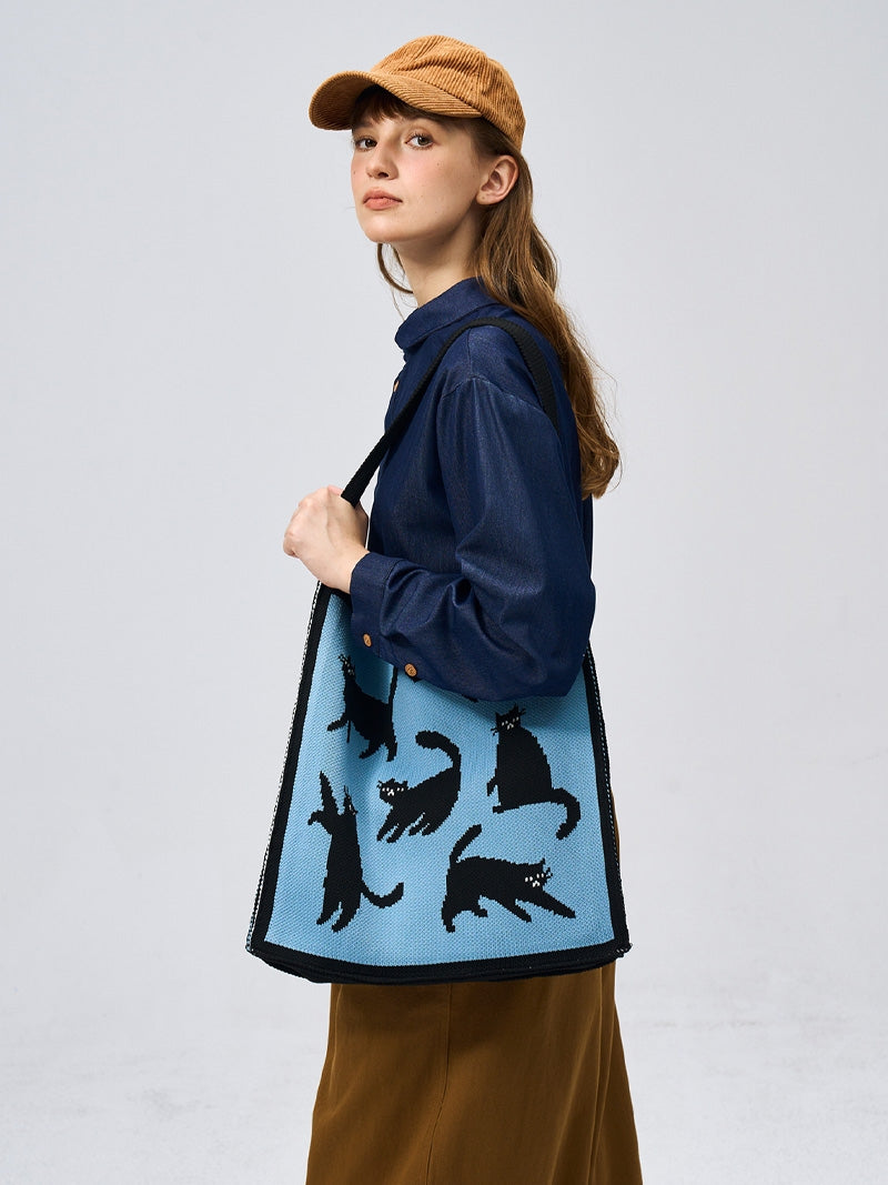 FREEIN Cat knitted tote bag