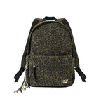 CryingCenter Blue Leopard Backpack Brown leather leopard print bag