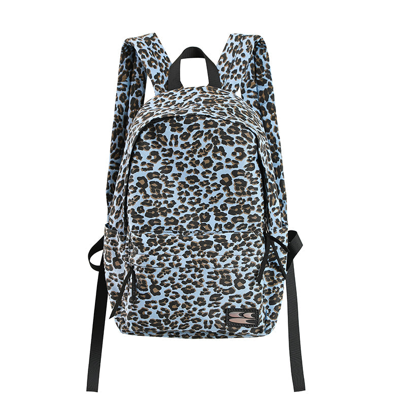 CryingCenter Blue Leopard Backpack Brown leather leopard print bag