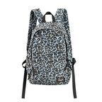 CryingCenter Blue Leopard Backpack Brown leather leopard print bag