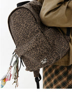 CryingCenter Blue Leopard Backpack Brown leather leopard print bag