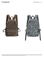 CryingCenter Blue Leopard Backpack Brown leather leopard print bag