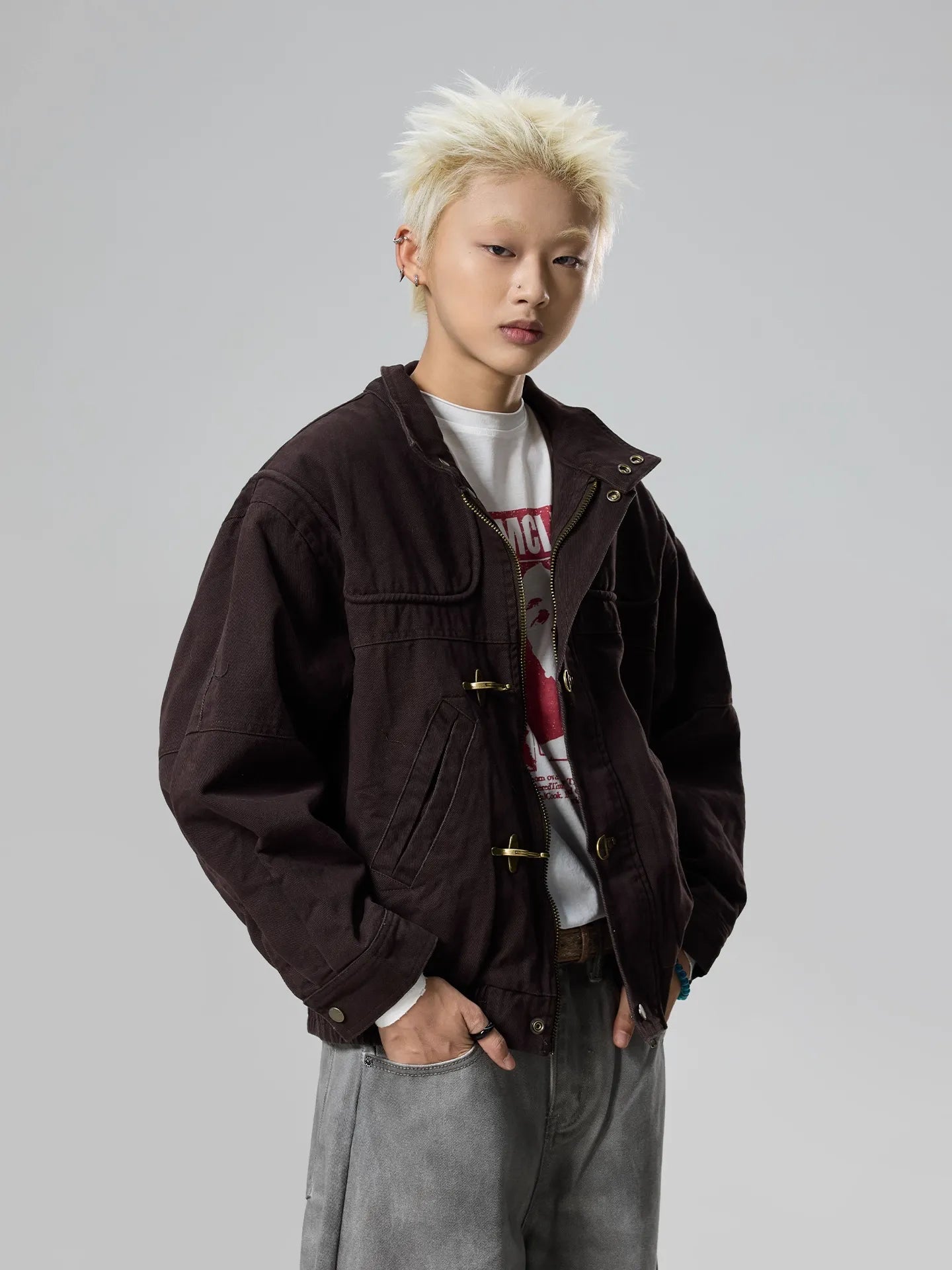 11KN Vintage Front Shoulder Stand-Up Jacket